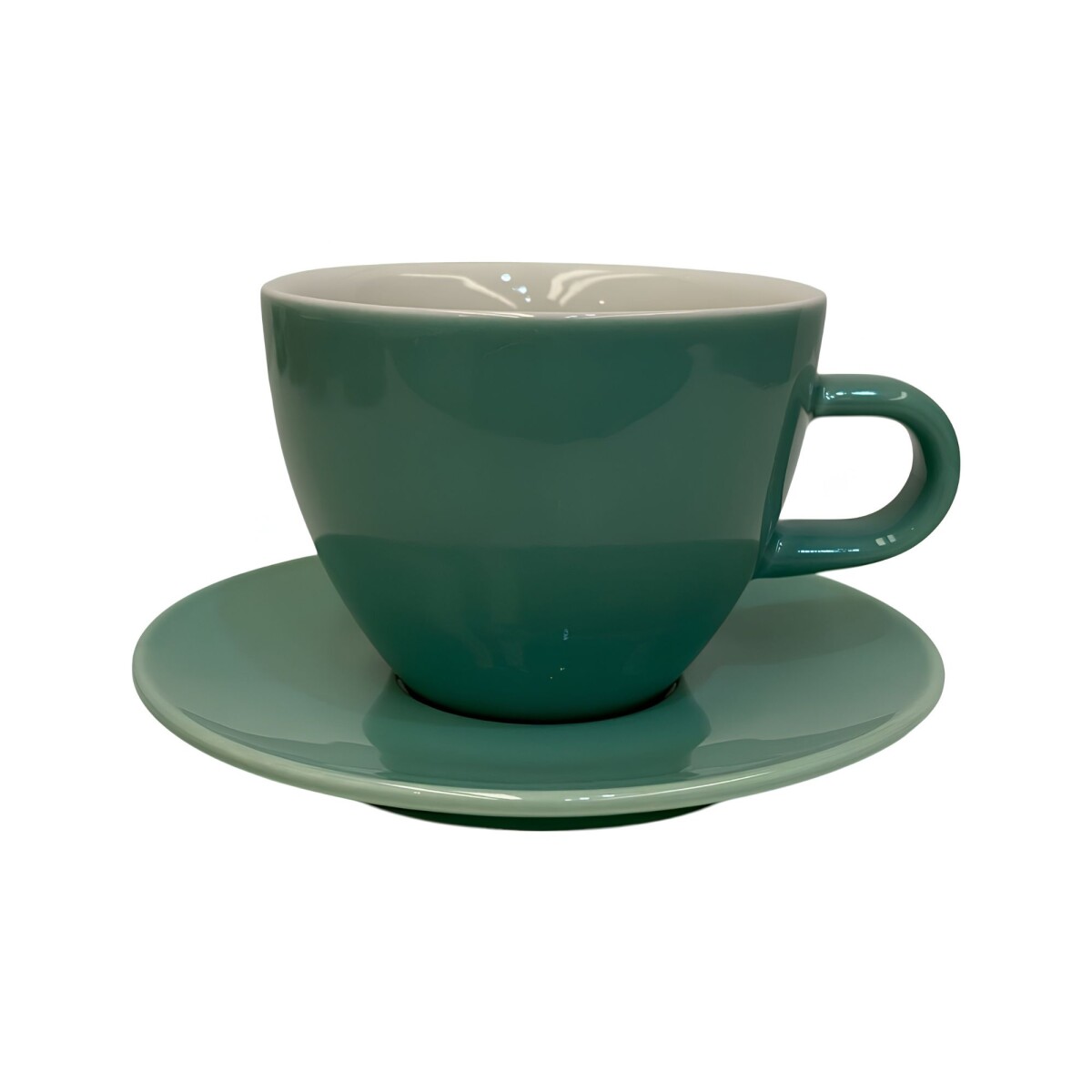 Taza de te 260ml con plato x6 Porcelana verde agua | Selecta 