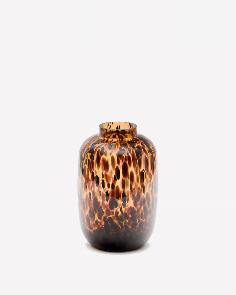 Jarrón Panth de vidrio marrón 30 cm