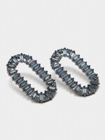Pendientes Ovalados Con Cristales azul