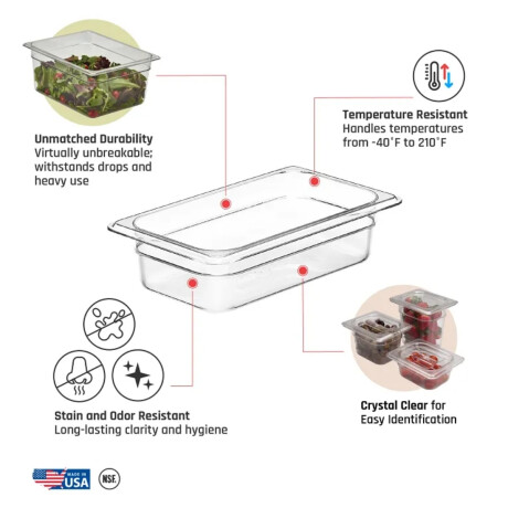 Cuba de Policarbonato GN 1/4 6.5 cm Cuba de Policarbonato GN 1/4 6.5 cm