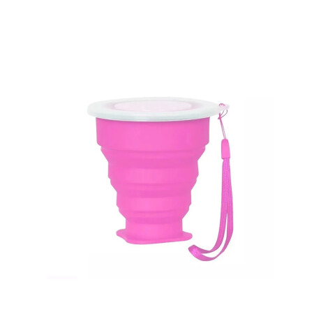 Vaso De Silicona Plegable Con Tapa Rosado