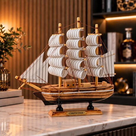 Barco Velero Decorativo de Madera – Marrón Rústico - Largo 24cm/ Altura 24 cm Barco Velero Decorativo de Madera – Marrón Rústico - Largo 24cm/ Altura 24 cm
