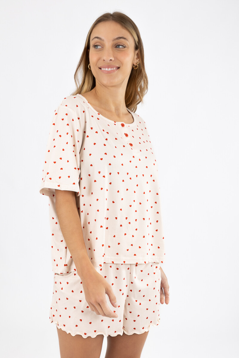 Pijama rib heart Marfil