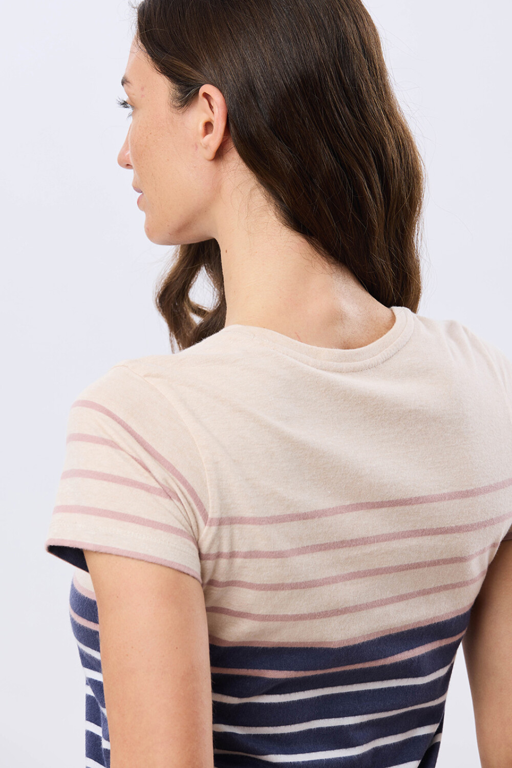 REMERA RAYADA DE ALGODÓN Azul