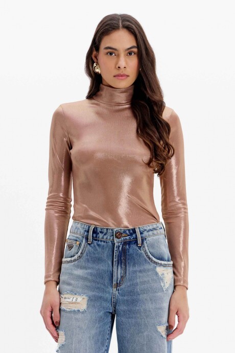 Blusa manga larga Goldi Cobre Metalizado