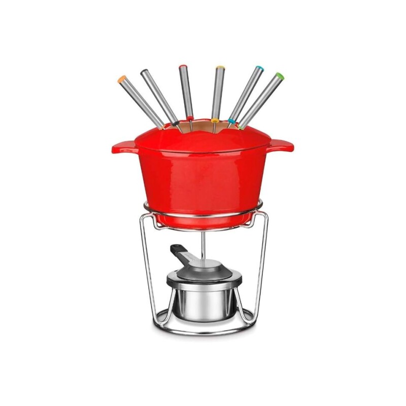 JUEGO DE FONDUE HIERRO FUNDIDO ROJO JUEGO DE FONDUE HIERRO FUNDIDO ROJO