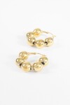 Aros acero pelotitas dorado