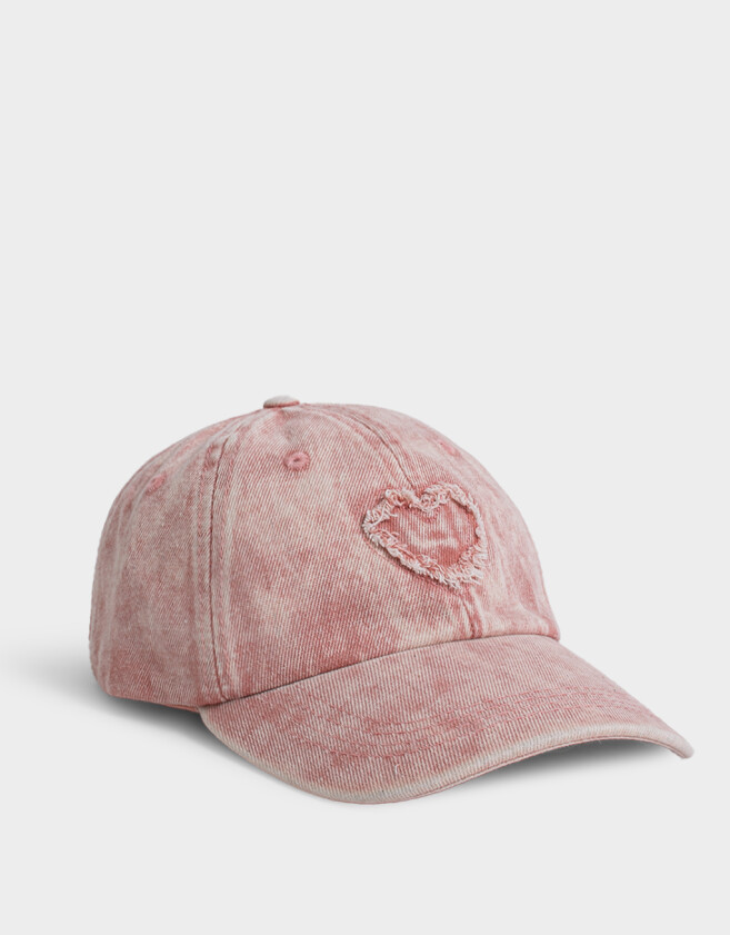 Caps Romántico Gorra Denim Corazón - Rosa Viejo