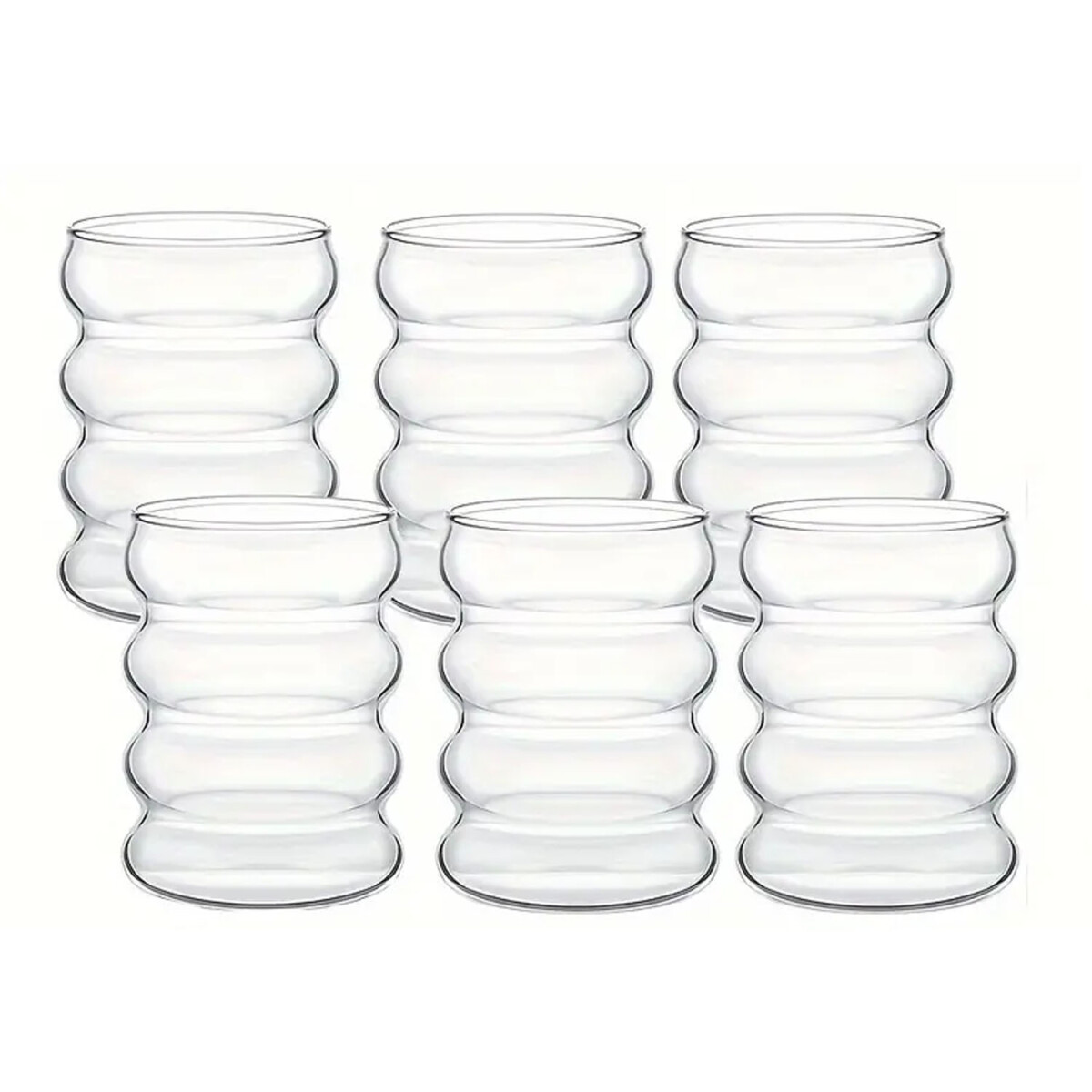 Set X6 Vaso Rings 350Ml para Agua Refresco Bebidas en Vidrio - Transparente 
