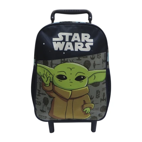 Mochila Infantil Baby Yoda con Carro Tafeta Chica 30 x 23 cm VERDE