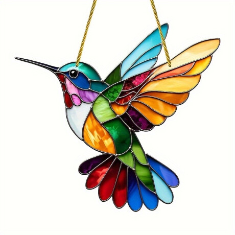 Figura Colgante Estilo Vitral Colibrí