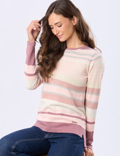 BUZO TEJIDO RAYADO Rosado
