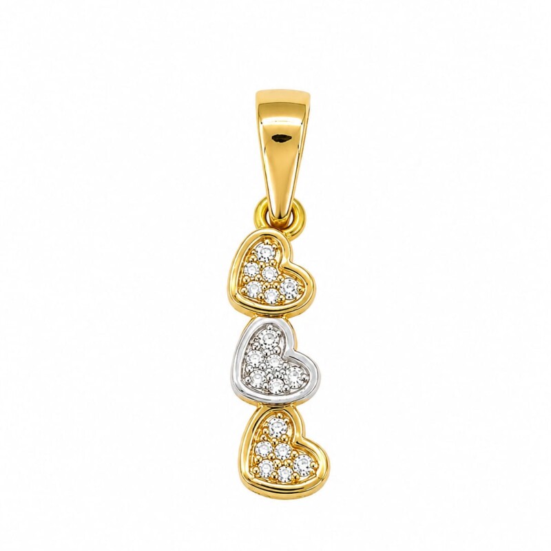 Colgante tres corazones Oro 10 Kt Colgante tres corazones Oro 10 Kt