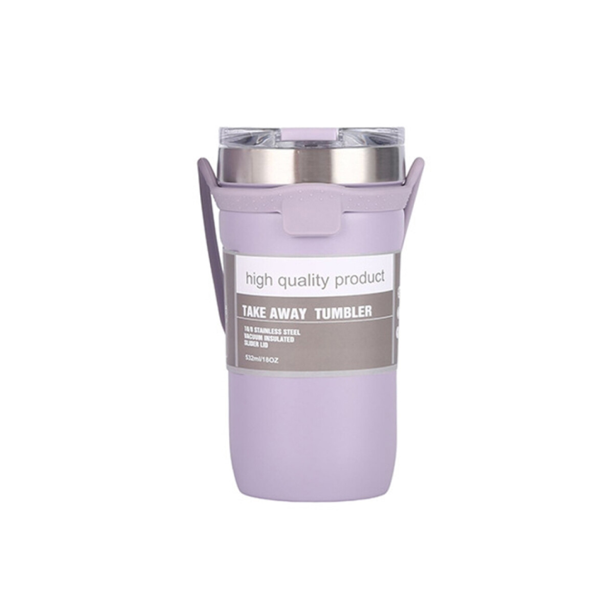 Vaso térmico de acero con tapa y agarre de silicona - Lila 