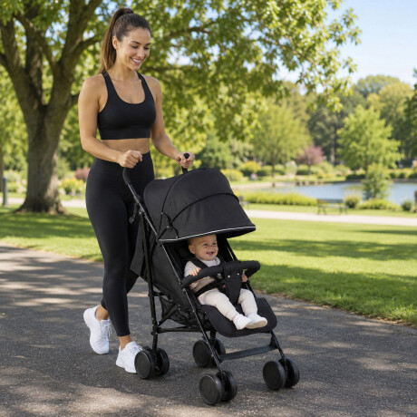 Coche Paraguitas Bebe Reclinable Plegable Compacto 8 Ruedas Negro