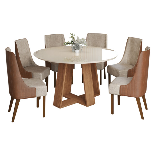 JUEGO DE COMEDOR MESA Y 6 SILLAS - TAPA REDONDA JUEGO DE COMEDOR MESA Y 6 SILLAS - TAPA REDONDA