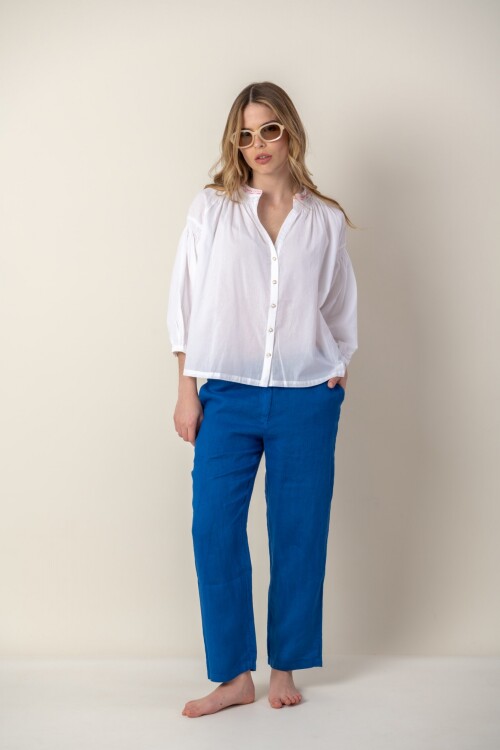 Pantalón de lino Azul