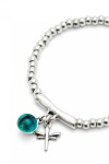 PULSERA EN ALEACIÓN DE METALES BAÑADAS EN PLATA DE LEY Y CRISTAL DE MURANO VERDE Pulsera