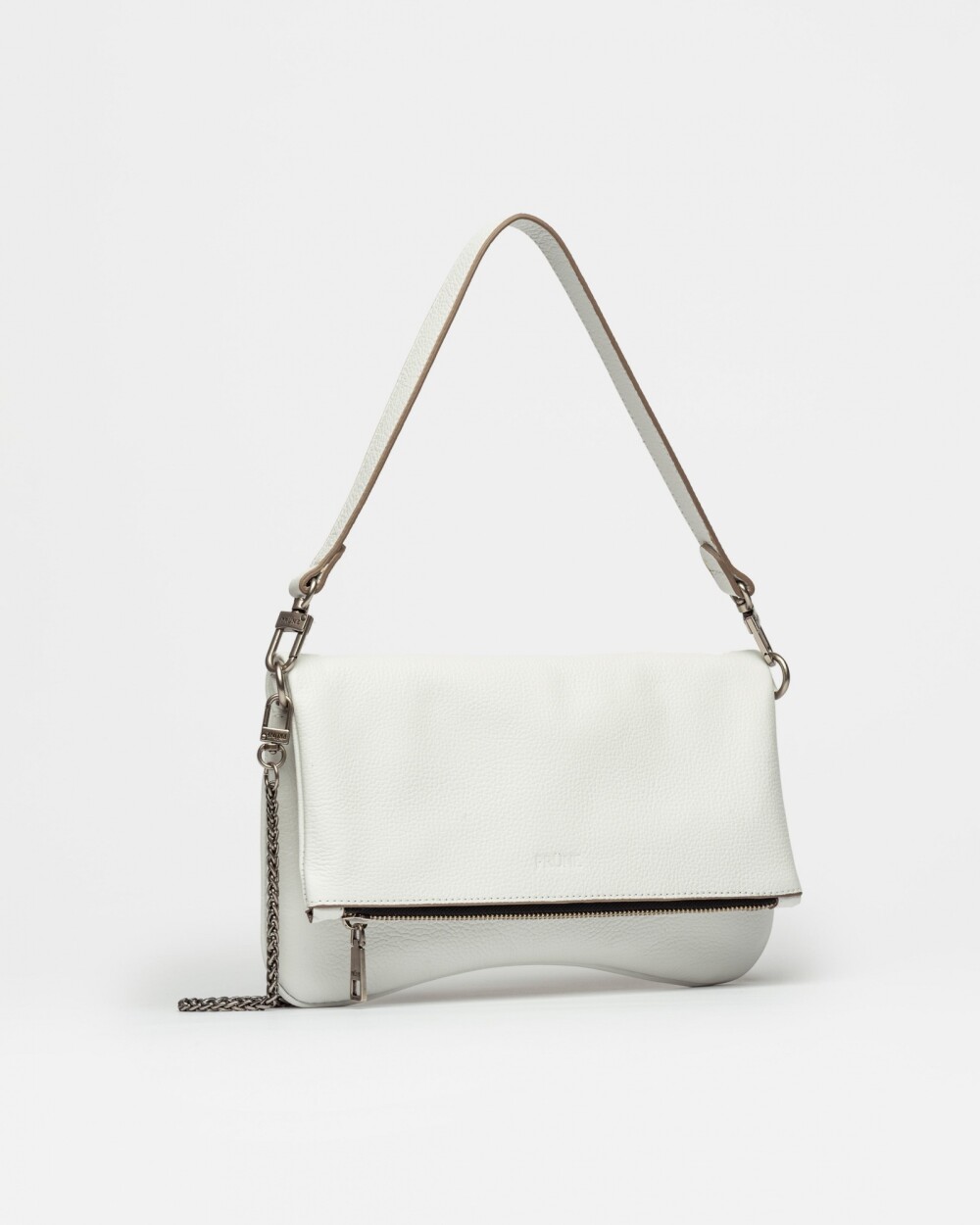 Bandolera Curve en cuero graneado Blanco