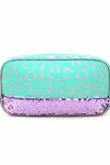 Cartuchera animal print con lentejuelas Verde agua