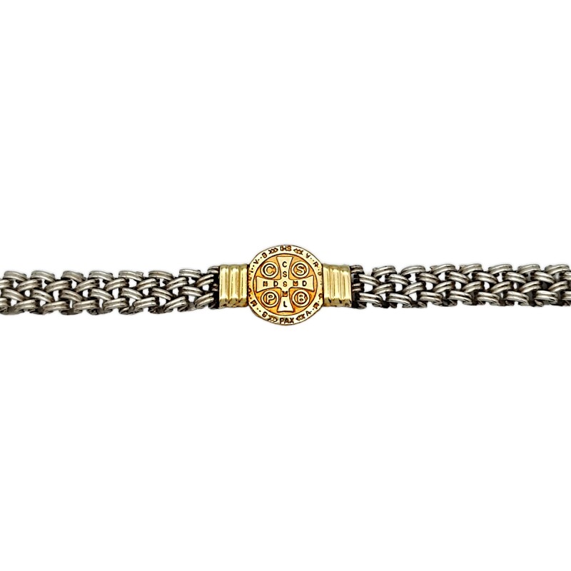 Pulsera San Benito-Plata y Oro-Sin Piedra-PU5065 sinpiedra