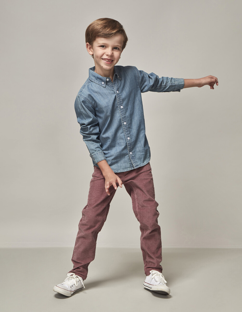 Pantalon 5 Bolsillos Pana - Berenjena 