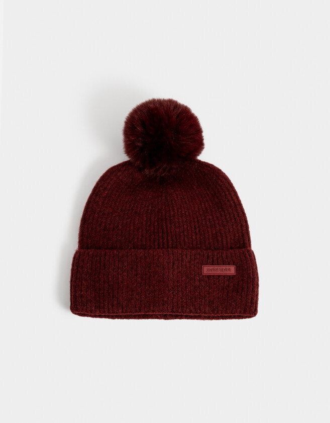Gorro Clasico Gorro Tejido Con Pompón - Rojo Cereza