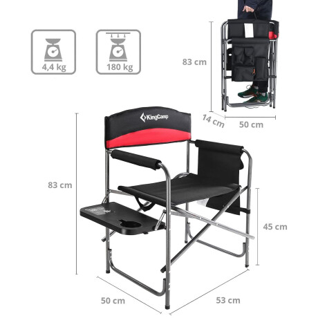 Silla Director Plegable c/ Mesa KingCamp Playa Camping Pesca Negro