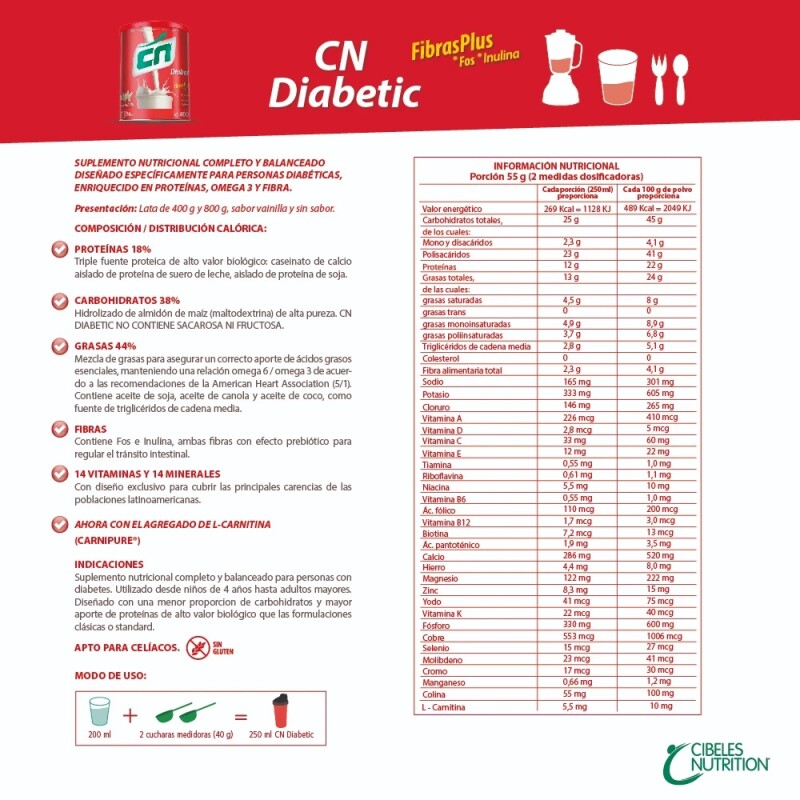 Suplemento CN Diabetic Vainilla 400 G Suplemento CN Diabetic Vainilla 400 G