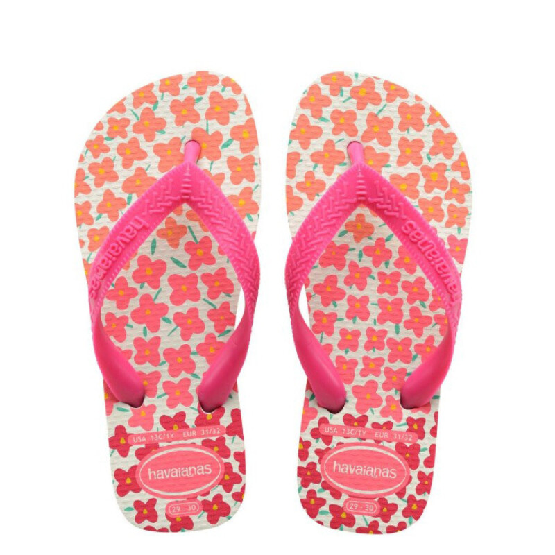Sandalias Infantiles Havaianas Hav.Kids Flores Blanco - Rosado - Fucsia