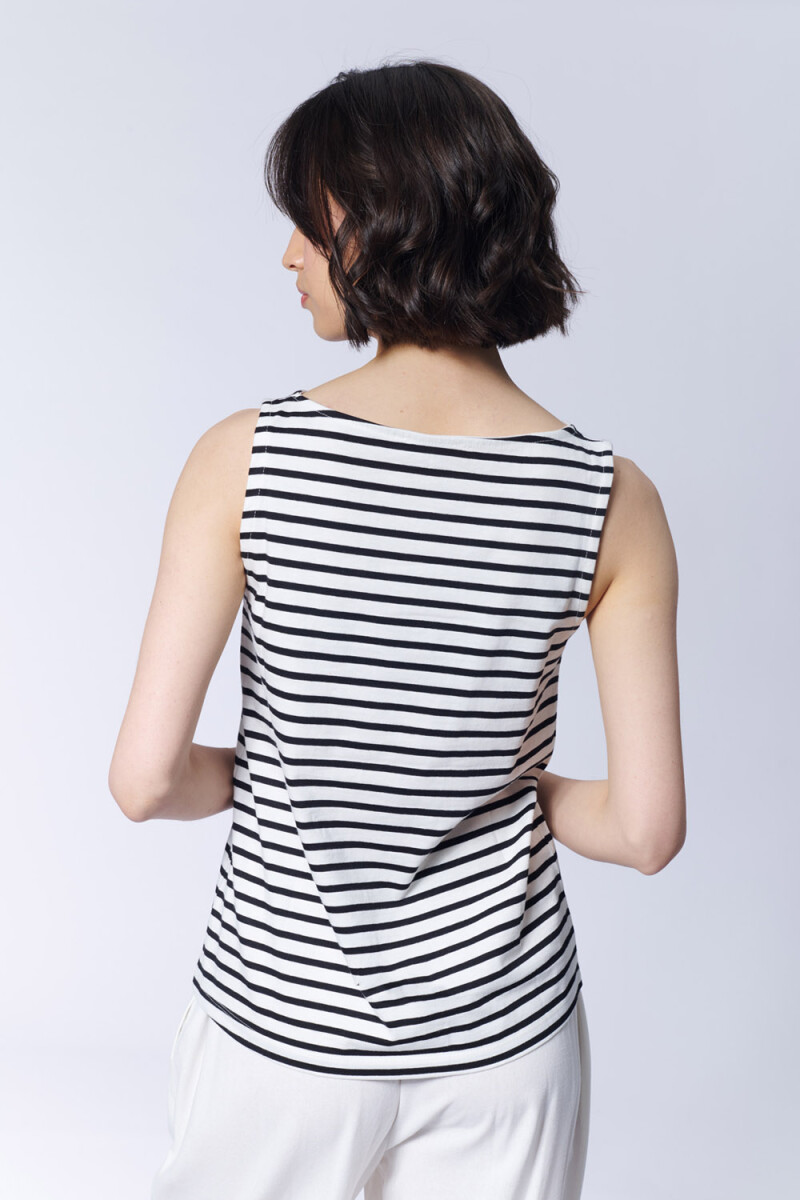 Musculosa Rayada Blanca Con Negro