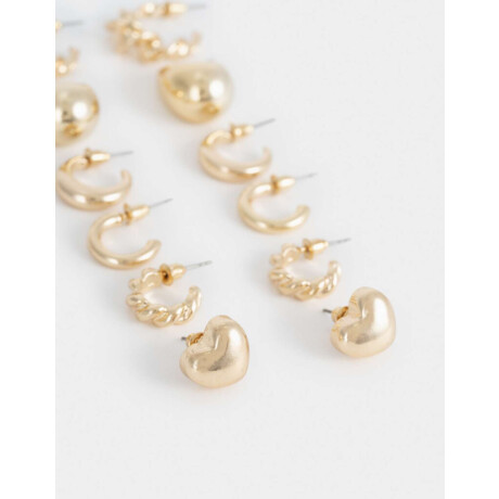 Set 6 Aros Argolla Combinados Dorado