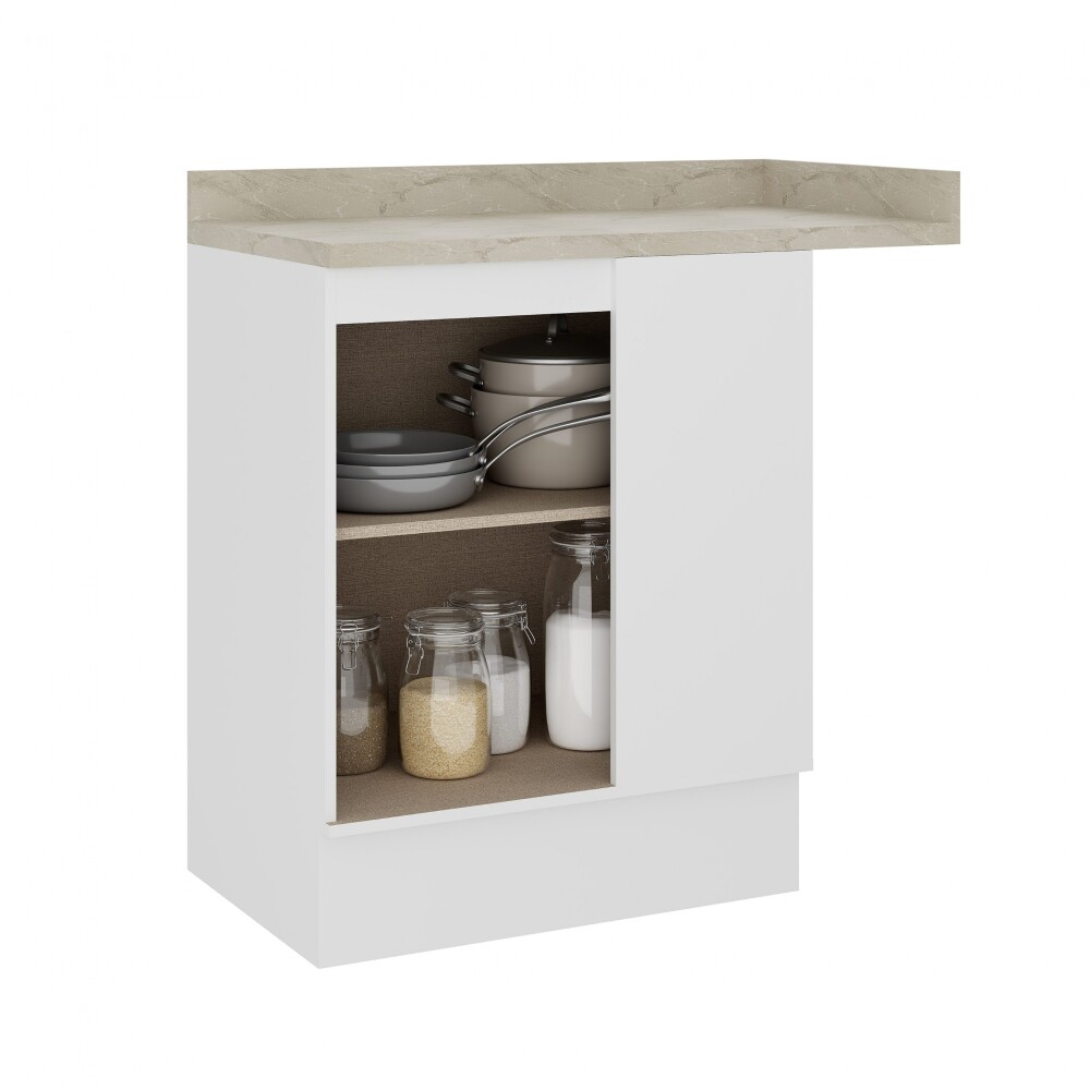 Bajo Mesada Esquinero Americana con tapa Blanco Bajo Mesada Esquinero Americana con tapa Blanco