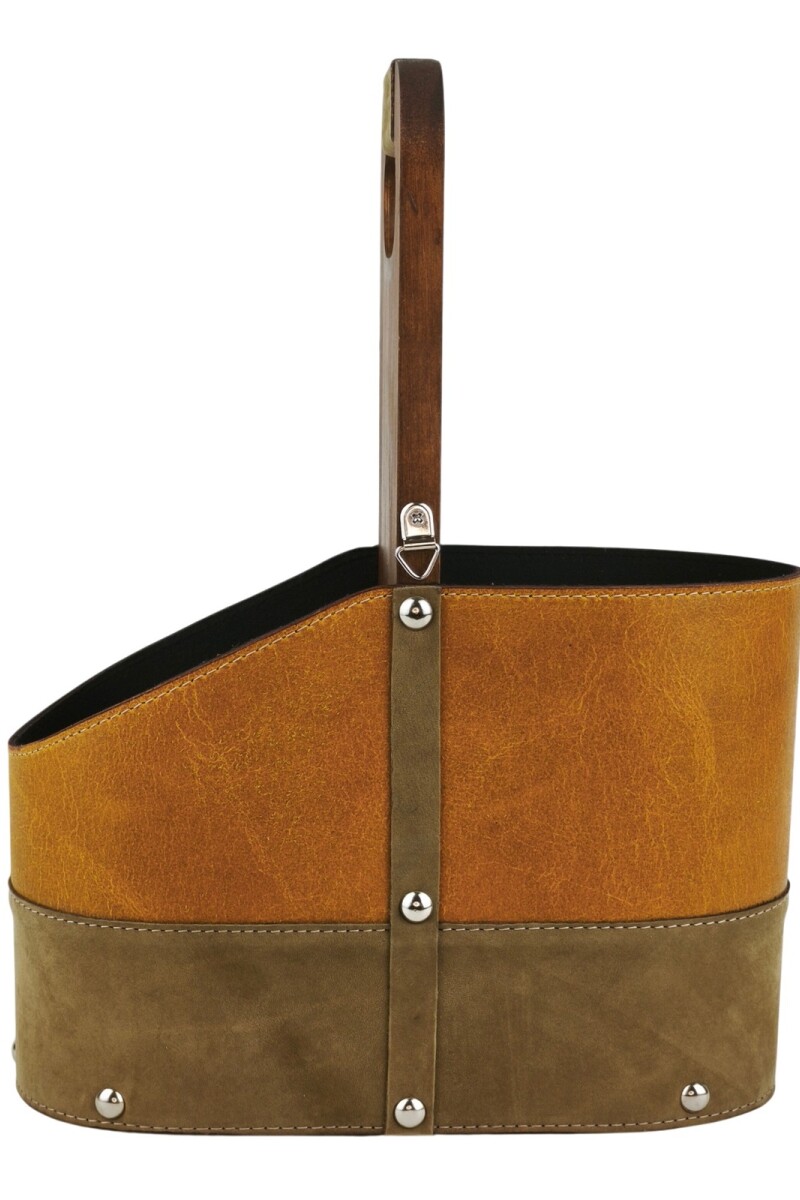 Matera de Cuero Vacuno Legítimo con Estructura Integral de Madera Mostaza