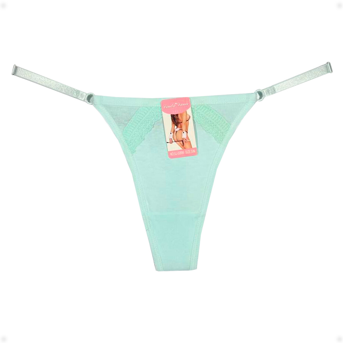 Tanga Colaless Ajustable De Algodón - Teal 