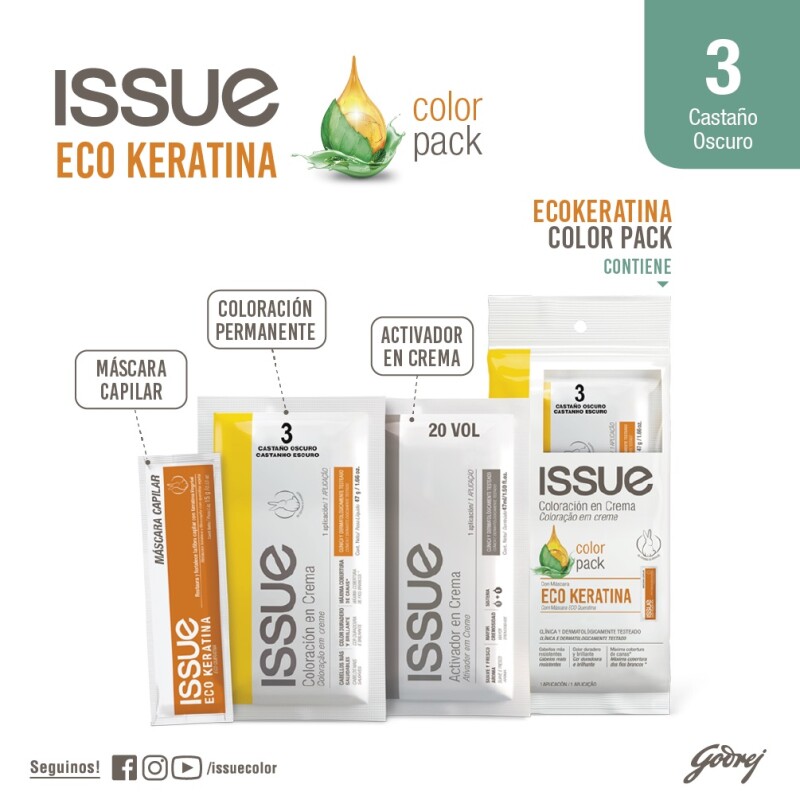 Color Pack Issue Shock Keratina No 3 Castaño Oscuro 1 Un Color Pack Issue Shock Keratina No 3 Castaño Oscuro 1 Un