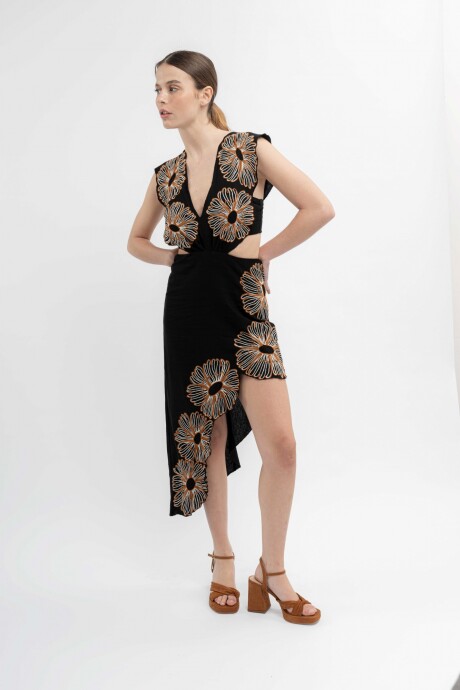 Vestido Floral Negro