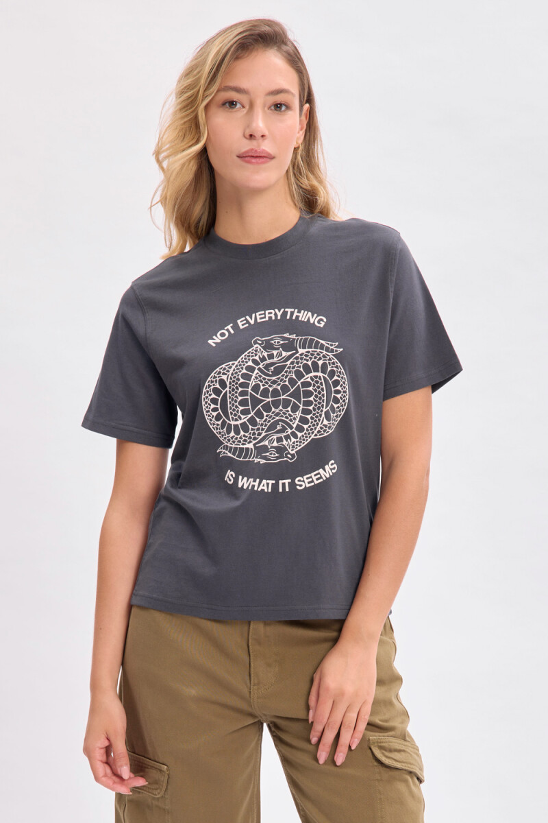 Remera estampa - Serpiente Gris 