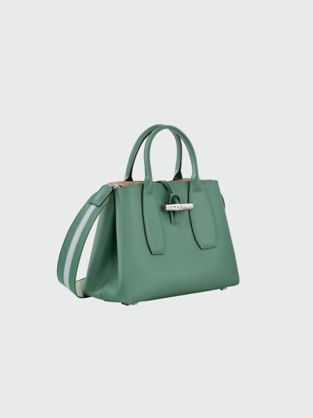 Longchamp -Cartera de cuero con gran capacidad, Roseau Aguamarina