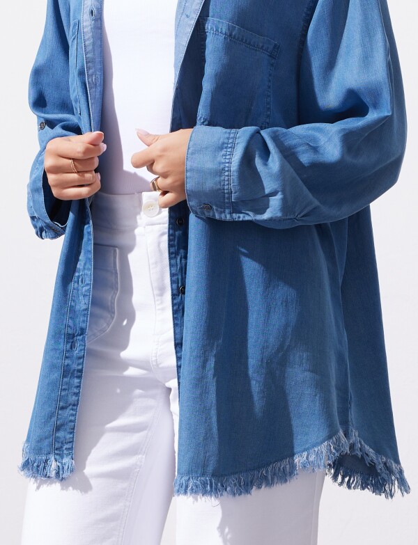 Camisa Oversize Tencel Flecos JEAN