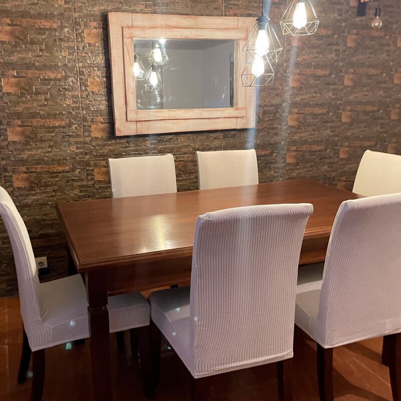 Set 6 fundas para silla cubre asientos elastizada lisa crema