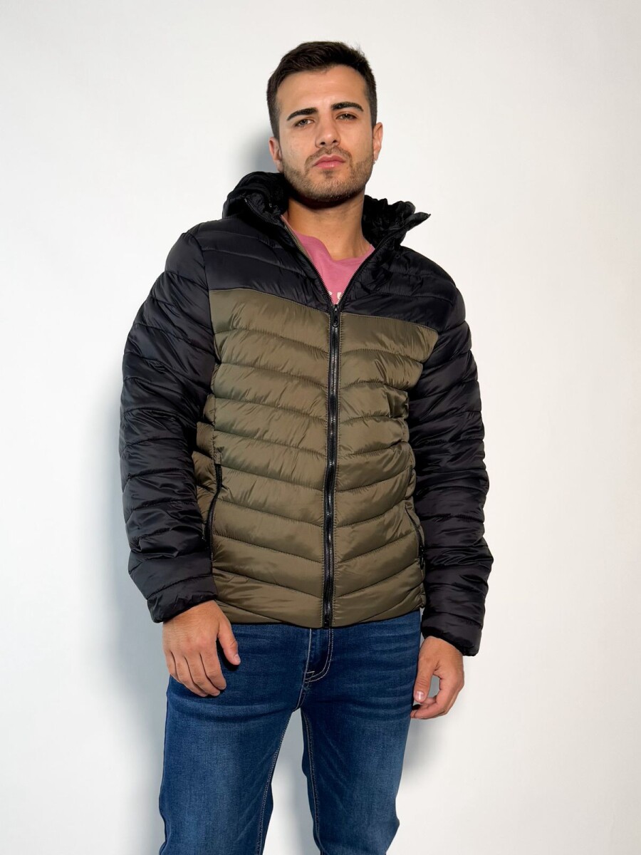 Campera de nylon combinada con capucha Kiaro - Verde 
