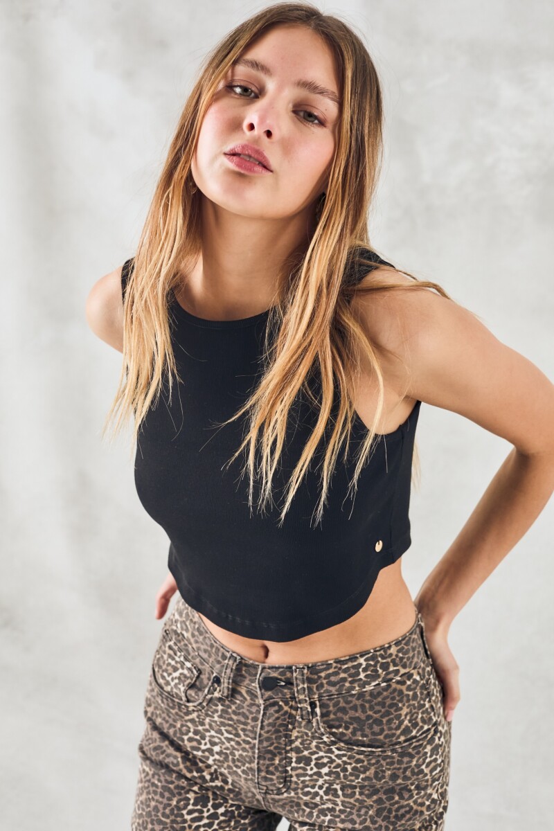 Top Algodón Ribb Negro