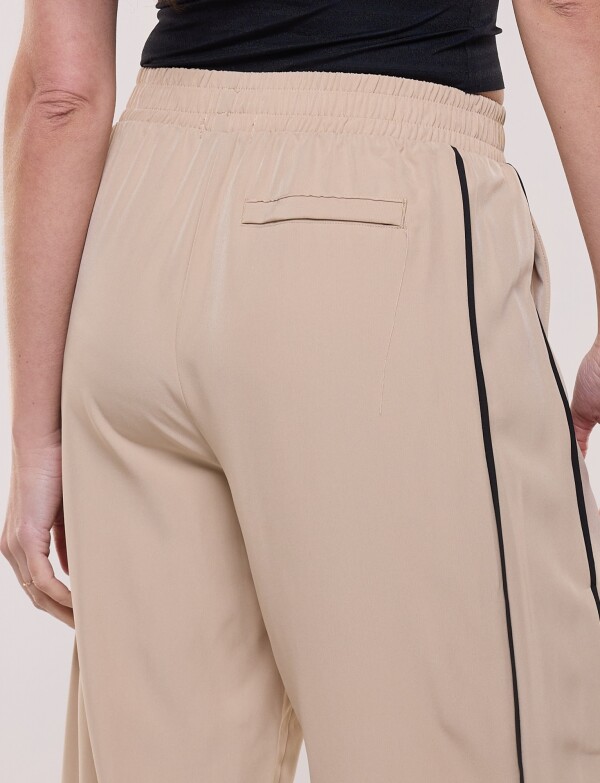 Pantalón Wide Leg Con Franjas Deportivas TOSTADO