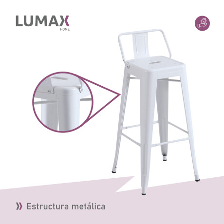 Taburete Tolix en metal con respaldo Blanco