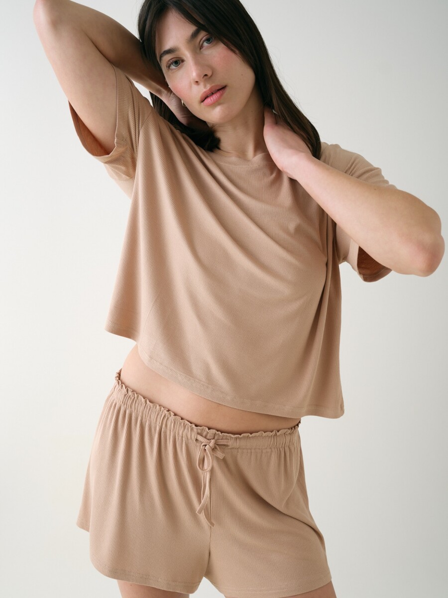 Remera Boxy Rib - Tostado 