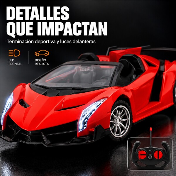 Auto Deportivo a Control Remoto Tipo Lamborghini con Luces LED ROJO