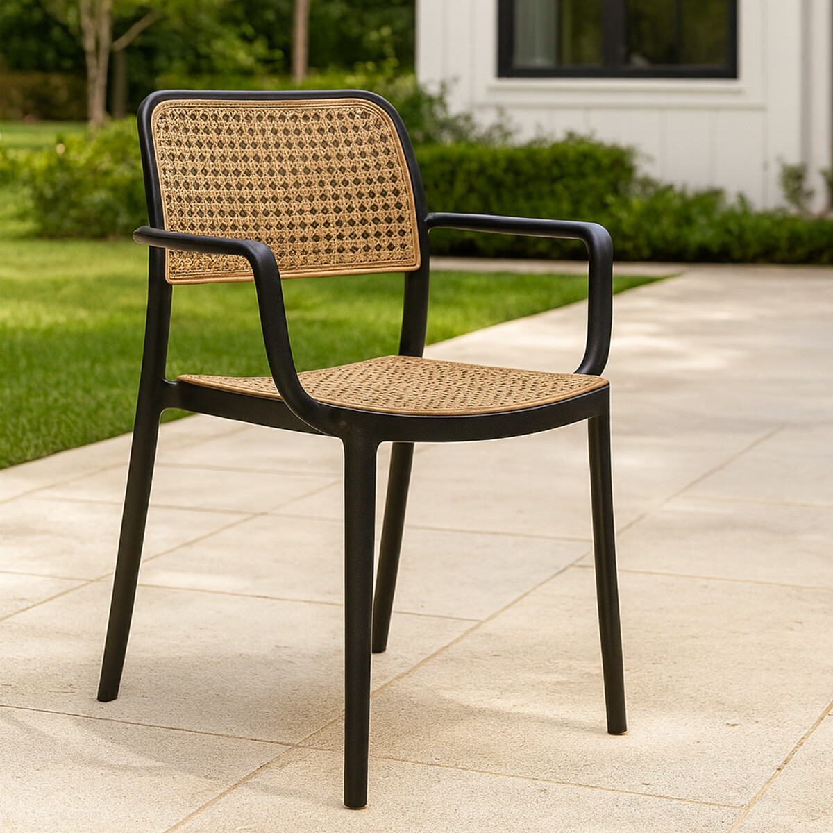 Silla de exterior con posabrazos Frank - Negro 