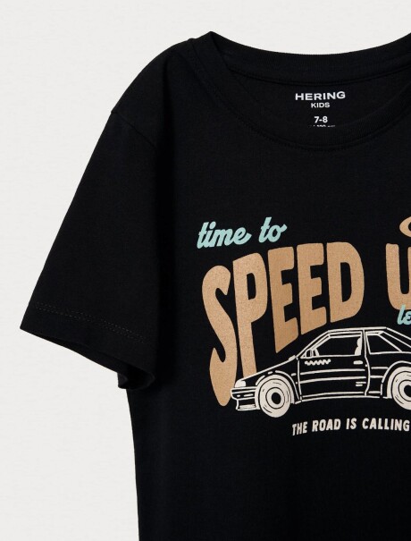 CAMISETA BÁSICA CON ESTAMPA NEGRO