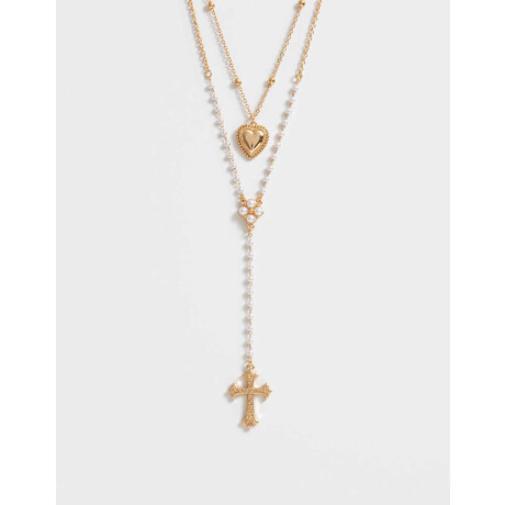 Collar Corto Con Cruz Dorado
